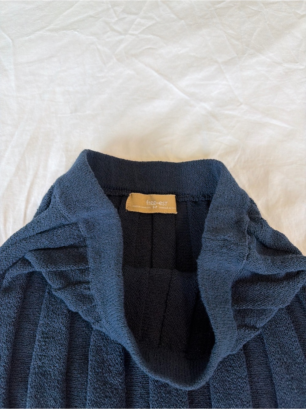 Free People Knit Navy Pleated Mini Skirt - Picture 3 of 4